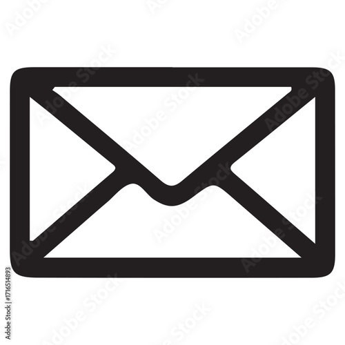Simple black outline icon of a closed envelope representing email communication and correspondence on a white background