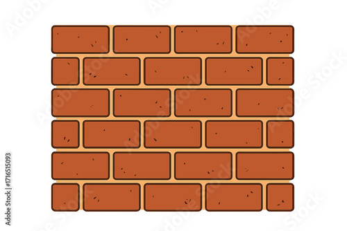 Red brick wall texture background. Vector cartoon illustration in flat design. Seamless pattern for construction or building exterior. Masonry surface graphic element.