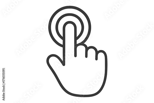 Hand cursor click icon. Finger pressing a button. Touchscreen gesture. Web pointer symbol for UI UX design. Simple line art vector for a mobile app or website interface.