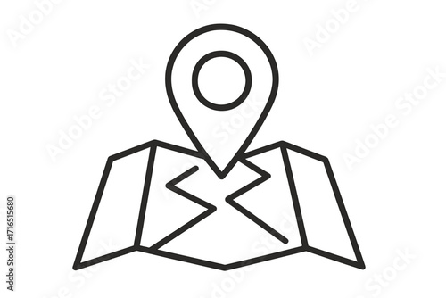 Location pin on map vector line icon. GPS navigation marker for finding a destination or address. Position pointer symbol for travel, tourism, and cartography concepts.
