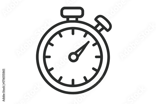 Simple line icon of a stopwatch. Chronometer and timer for measuring time, speed, and performance. Vector graphic for deadline, countdown, sport, competition, and efficiency.