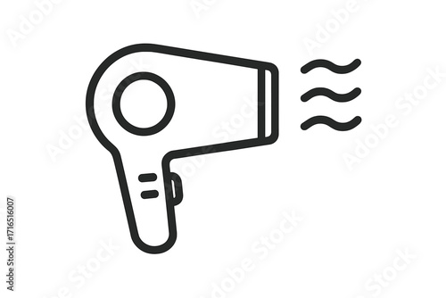 Hair dryer icon, line vector symbol. Blow dryer pictogram for web design. Hair care appliance sign. Minimalistic outline graphic for beauty salon, barbershop or hairdressing.