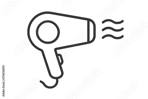 Hair dryer line icon. Blow dryer symbol for hairdressing and hair care. Minimalist vector pictogram for beauty salon or barber shop. Appliance for hairstyling and drying.
