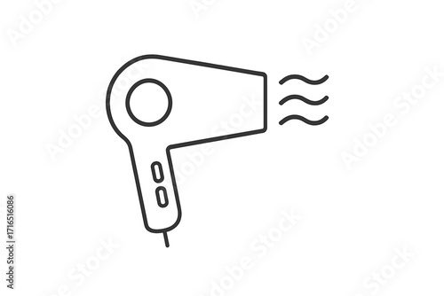 Hair dryer line icon. Hairdryer pictogram simple outline vector. Blow dryer symbol for hairdressing salon or barber shop. Beauty care and hairstyling grooming equipment sign.