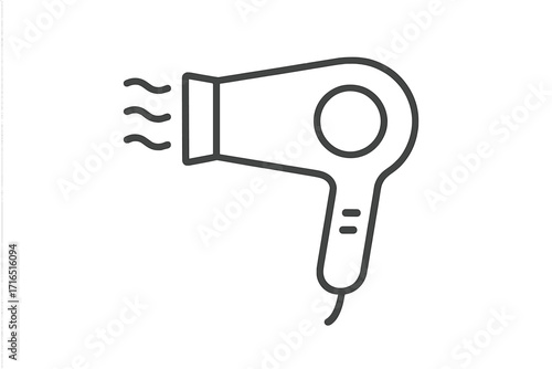 Hair dryer simple line icon. Blow dryer vector symbol for beauty care, salon, hairdressing. Minimalist outline pictogram for web and app design. Hair styling appliance.
