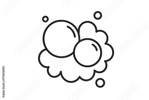 Soap bubble and foam outline icon. Suds vector illustration for cleaning, wash, and hygiene concepts. Lather symbol for bath, shampoo, and laundry. Cleanliness and freshness.
