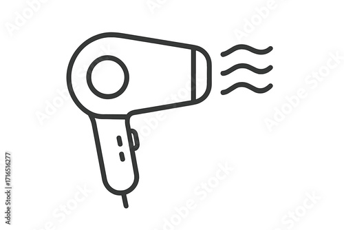 Hair dryer line icon, blow dryer vector illustration. Hair care symbol for beauty salon. Professional hairdressing equipment. Minimalist appliance pictogram for web, apps.