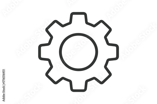 Gear icon vector. Cogwheel symbol for settings and options. Simple mechanical cog illustration. Technical engineering or industry sign. Minimalist line art graphic element.