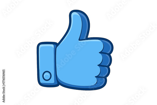 Thumbs up icon for social media. Like button symbol for approval and positive feedback. Blue cartoon hand gesture vector illustration. Excellent, good job, and ok sign.