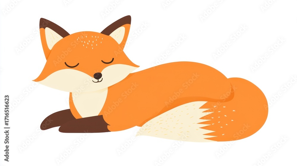Obraz premium Cute sleeping fox illustration
