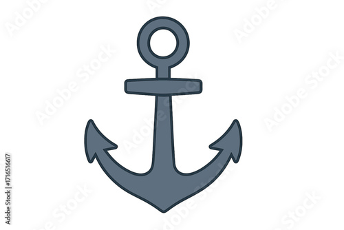 Anchor icon flat vector illustration. Nautical marine symbol for a boat or ship. Sea, ocean, and sailing concept. Maritime naval equipment for safety, stability, and travel.