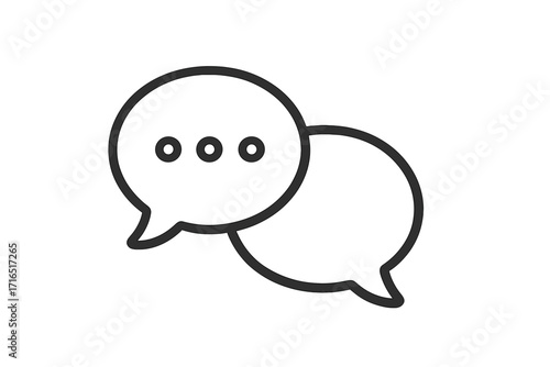 Speech bubbles icon for communication and dialogue. Chat message, comment, conversation symbol. Typing indicator with three dots. Thinking, waiting, or silence concept. Vector.