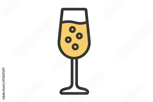 Champagne glass vector icon. Sparkling wine in a flute for celebration. Party toast for new year, wedding, anniversary. Alcohol drink beverage concept. Luxury outline symbol.