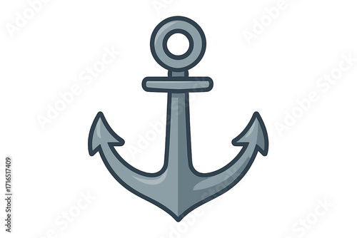 Anchor vector icon. Flat cartoon illustration for marine and nautical design. Maritime symbol for boat, ship, or navy. Sea travel, sailing concept graphic element isolated.