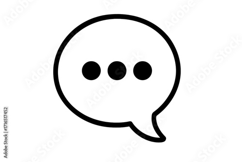 Speech bubble with dots icon for typing or thinking. Vector for chat, message, comment, communication. Isolated symbol for web, apps. Flat minimal design graphic element.