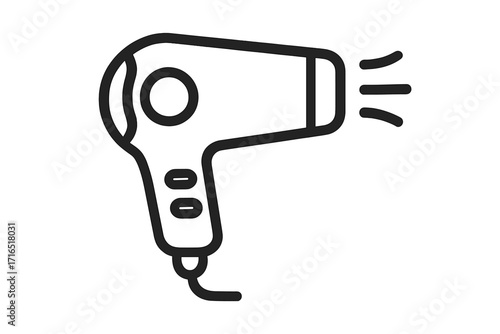 Hair dryer line icon. Blow dryer vector symbol. Hairdressing and beauty salon equipment. Barber tool for hairstyling. Simple outline pictogram for web, app, and graphic design.