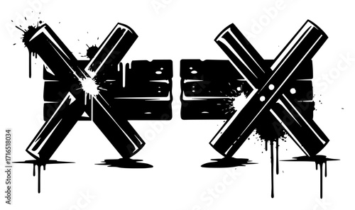 Grunge Barricade or Anti-Tank Obstacle Illustration
