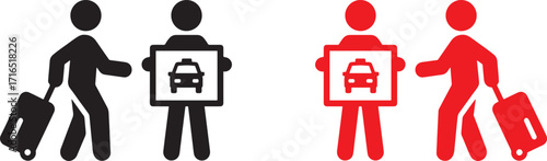 luggage, vector, illustration, icons, design, travelers, service, taxi, with
