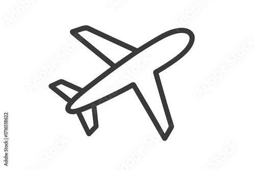 Airplane icon outline vector, plane line art for graphic design, web, apps, adverts, travel symbol, aviation illustration, transport icon set, transparent background