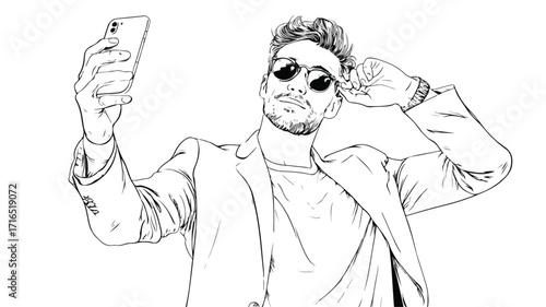 Stylish Man Capturing Selfie Moment Like Superstar