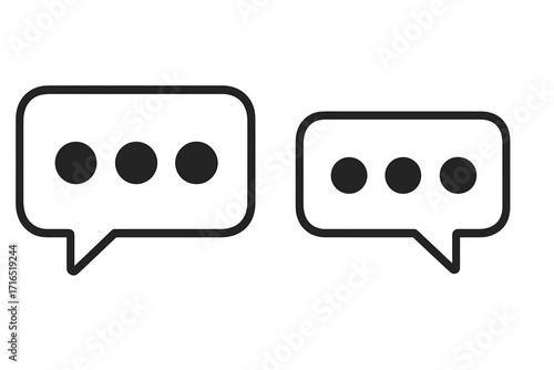 Speech bubble icon set for chat and messaging apps. Vector illustration of typing or waiting symbols. Dialogue, communication, and comment concept for web and graphics.