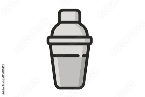 Cocktail shaker icon for bartending and mixology. Vector illustration of a bar tool for mixing drinks. Modern flat line art design for menu, party, web app, or beverage concept.