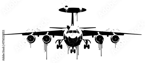 Airborne Surveillance and Command Aircraft Grunge Illustration