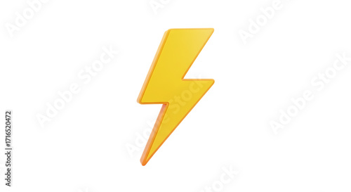Yellow lightning bolt illustration for energy power and electric charge concept design icon vector 3d 100 transparent background