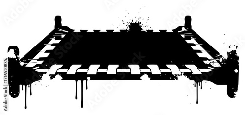 Grunge Boxing Ring with Dripping Paint Splatters