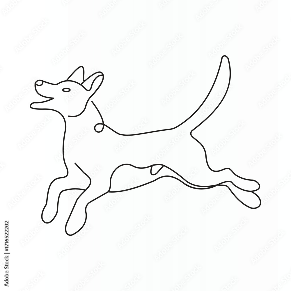 Naklejka premium Abstract Dog Line Art Drawing Vector Minimal Artwork