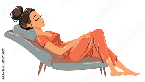 Serene Woman Enjoying Massage in Cartoon Vector Illustration