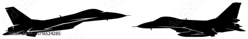 Military Fighter Jet Silhouettes black shape vector laser cutting engraving monochrome print