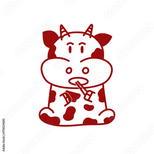cow eating mascot