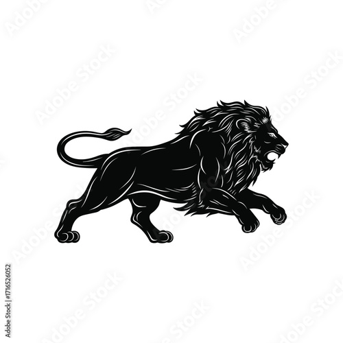 Running Lion Silhouette – Powerful Wild Animal Vector Illustration