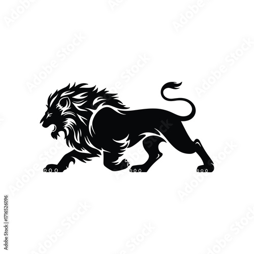 Roaring Lion Silhouette – Powerful Wild Animal Vector Illustration