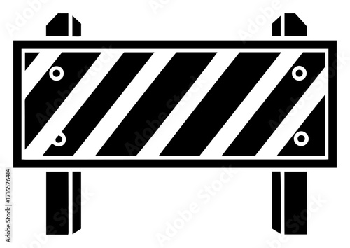 Framed Traffic Warning Barricade Sign black shape vector laser cutting engraving monochrome print