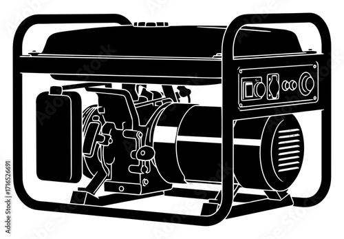 Portable Power Generator Icon black shape vector laser cutting engraving monochrome print