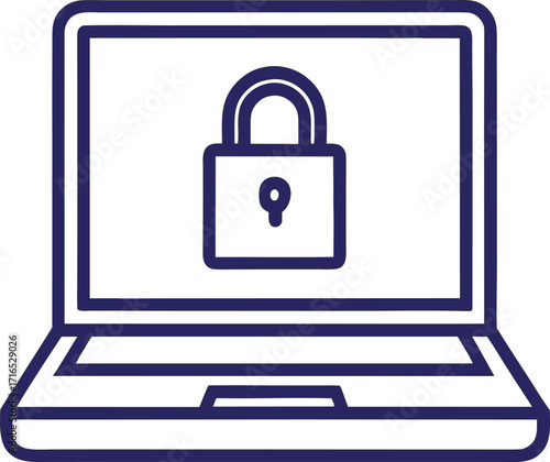 Laptop computer screen displaying a locked padlock icon for security