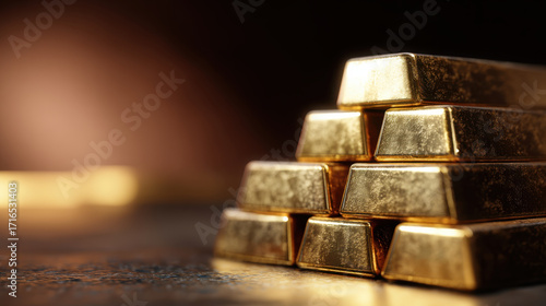 Wallpaper Mural Gold bar stack shiny metallic luxury wealth finance investment Torontodigital.ca