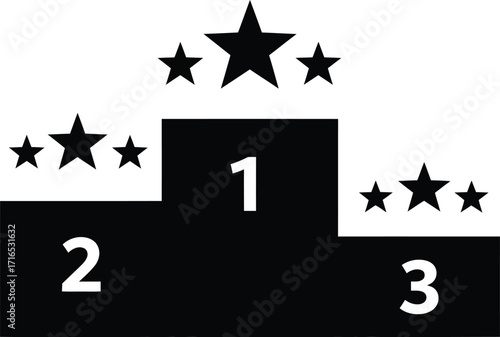 Vector illustration of a winner's podium with stars for first second third place
