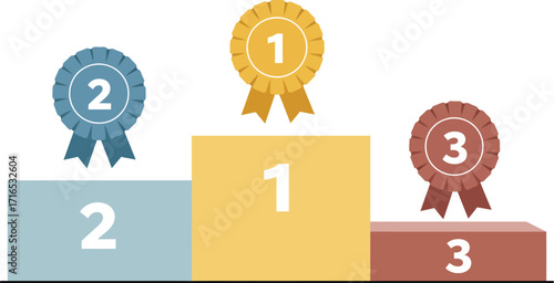 First second third place podium with ribbons vector illustration scalable eps award trophy