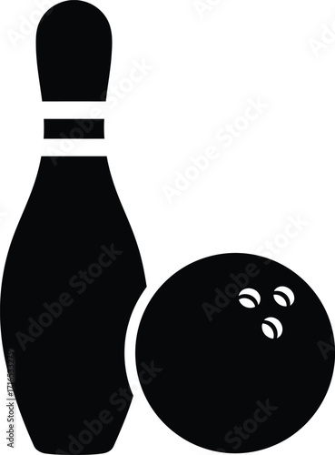Bowling pin and ball vector graphic for sports and recreation graphics