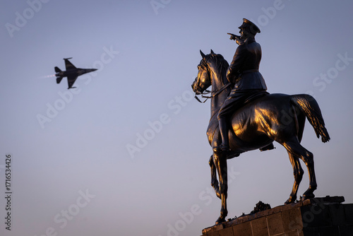 Air Show Over Ataturk Monument in Izmir Republic Square