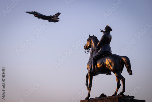 Air Show Over Ataturk Monument in Izmir Republic Square