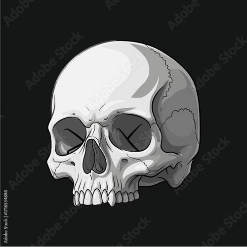 A skull, human skeleton icon logo flat vector design