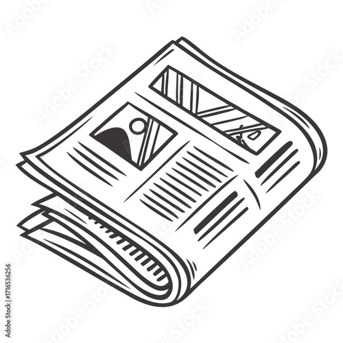 Newspaper Icon Illustrated Vector Graphic of a Folded and Stacked News Publication