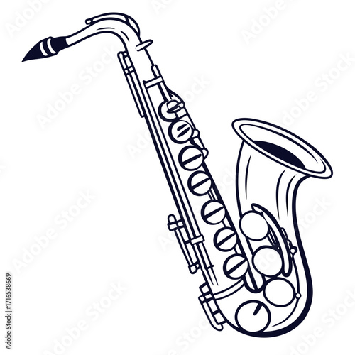 Vector illustration of a saxophone, a musical instrument with a distinctive sound and elegant design, perfect for music-themed projects