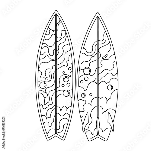 illustration of a set of a set of surf boards