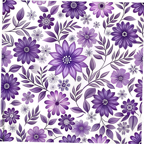 Wallpaper Mural Elegant seamless pattern featuring various purple flowers and delicate foliage Torontodigital.ca