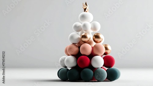 Stylish Geometric Christmas Tree Made of Decorative Holiday Balls